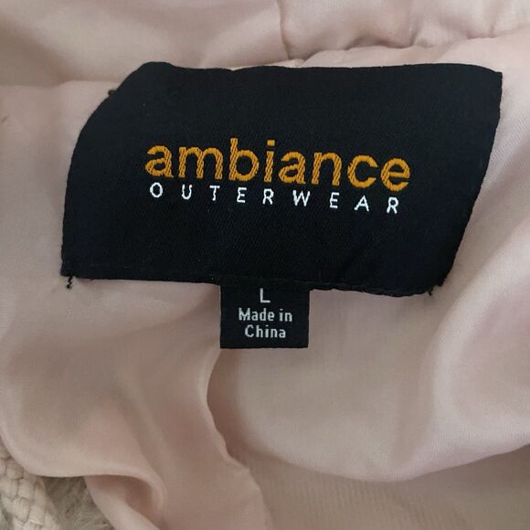 AMBIANCE Outerwear Faux Fur Jacket Hoodie Plush Cropped Zip Coat Womens L Pink - Picture 5 of 6